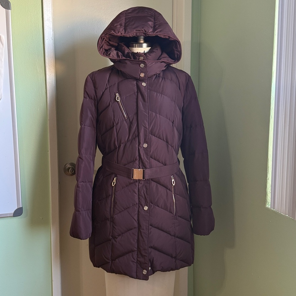 Ivanka Trump Women's Hooded Down Puffer Coat - Eggplant